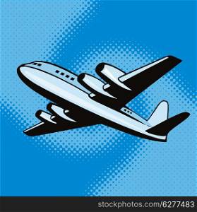 Illustration of a propeller airplane airliner on flight flying isolated background