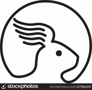 Illustration of a rabbit wing ear viewed from the side set on isolated white background done in retro style. . Rabbit Wing Ear Side Retro