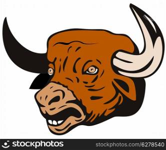 illustration of a raging bull charging attacking on isolated white background. raging bull charging attacking