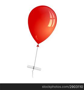 Illustration of a red balloon with a letter attached