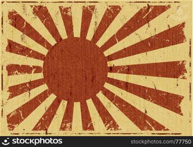 Illustration of a retro vintage japanese flag background poster, symbol for the country of the rising sun. Vintage Japan Flag Landscape Background