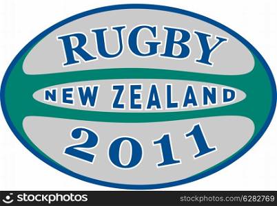 "illustration of a rugby ball with words "rugby 2011 new zealand""