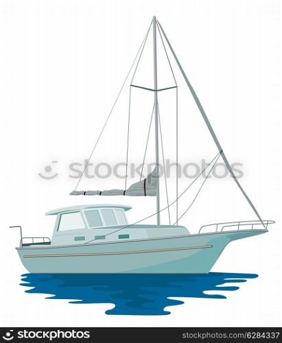 Illustration of a sailboat yacht done in retro style