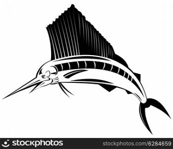 Illustration of a sailfish fish jumping.