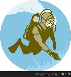 illustration of a scuba diver diving . frogman scuba diver diving