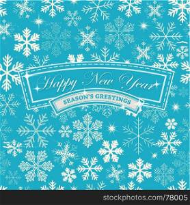 Illustration of a seamless abstract happy new year's eve wallpaper, for winter season's greetings, december and january holidays background with snowflakes patterns. Happy New Year's Eve Background