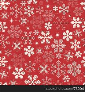 Illustration of a seamless background of white winter snowflakes for christmas and new year's eve holidays. Seamless Christmas Snowflakes Background