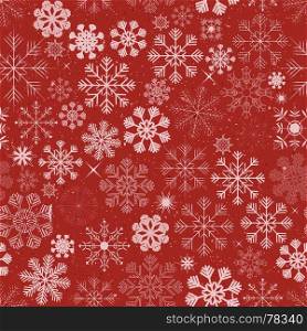 Illustration of a seamless background of white winter snowflakes for christmas and new year's eve holidays. Seamless Christmas Snowflakes Background