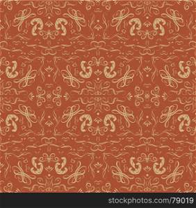 Illustration of a seamless background, with damask royal shapes and floral patterns. Seamless Floral Patterns Background