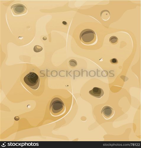 Illustration of a seamless cartoon moon lunar, alien planet or asteroid surface, with and hollows for wallpaper background. Seamless Moon Surface