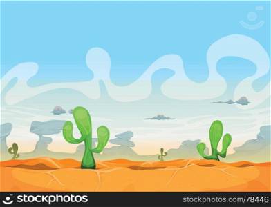 Illustration of a seamless desert landscape background in the sunshine for ui game. Seamless Western Desert Landscape For Ui Game