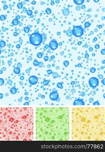 Illustration of a seamless fresh water element, liquid, beverage or drinks underwater backgrounds with several bubbles layers. Seamless Water Bubbles Background