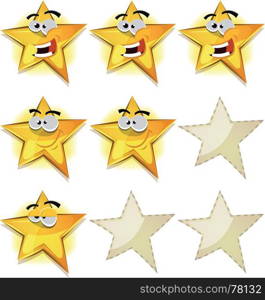 Illustration of a set of funny comic stars characters icons for game user interface score display. Funny Stars Icons For Ui Game Score