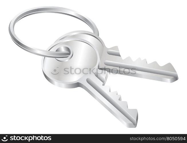 Illustration of a set of two keys on a keyring