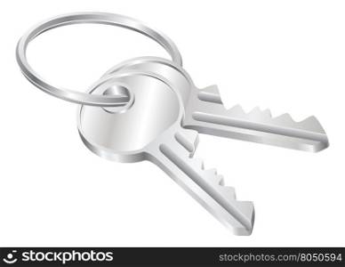 Illustration of a set of two keys on a keyring