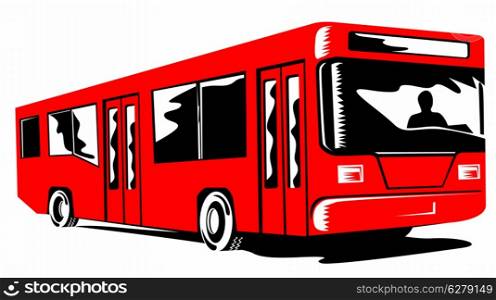 Illustration of a shuttle coach bus on isolated background