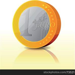 Illustration of a simple and glossy cartoon euro currency coin. Cartoon Simple Euro Coin