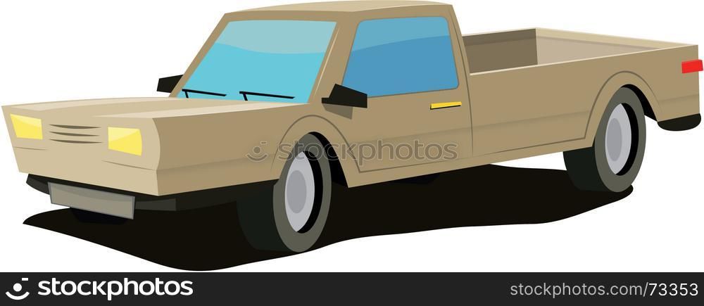 Illustration of a simple cartoon brown pick-up truck