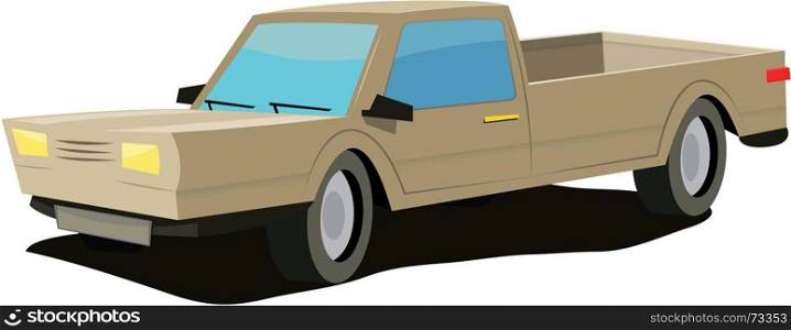 Illustration of a simple cartoon brown pick-up truck