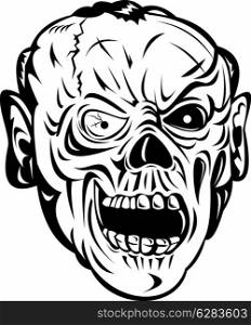 Illustration of a skull face head monster.