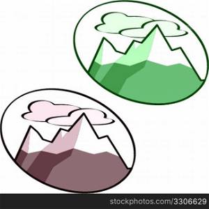 Illustration of a snow covered mountain range