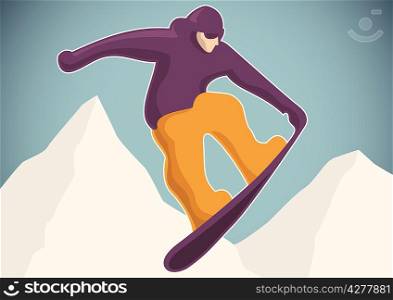 Illustration of a snowboarder