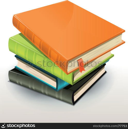 Illustration of a stack of elegant design photographs or pictures albums and books with page bookmark. Books And Pics Albums Pile