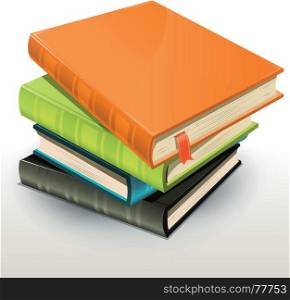 Illustration of a stack of elegant design photographs or pictures albums and books with page bookmark. Books And Pics Albums Pile