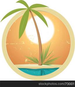 Illustration of a summer banner, with palm tree and grunge texture. Summer Banner