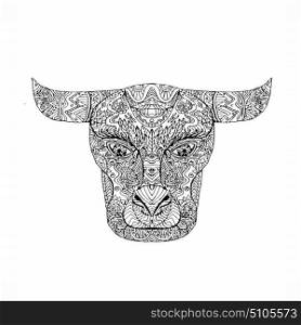 Illustration of a Taurus Bull Head Mandala done in drawing sketch style.. Taurus Bull Head Mandala