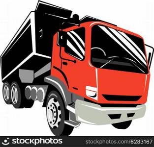 illustration of a tipper or dump truck lorry done in retro style on isolated background. tipper dump truck lorry