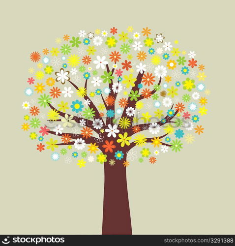 Illustration of a tree of many flowers