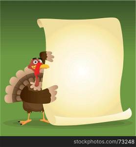 Illustration of a turkey holding menu for thanksgiving holidays. Turkey's Menu