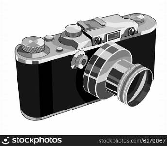 Illustration of a vintage camera done in retro style.