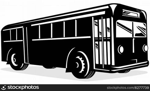 illustration of a vintage coach bus on isolated background. vintage coach bus