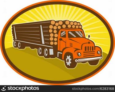 illustration of a vintage logging truck. vintage logging truck