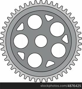 Illustration of a vintage single ring crank set on isolated white background done in retro style. . Vintage Single Ring Crank Retro