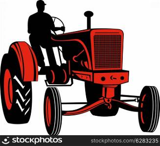 illustration of a vintage tractor on isolated background done in retro style. vintage tractor on isolated background