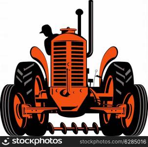 illustration of a vintage tractor on isolated background done in retro style. vintage tractor on isolated background