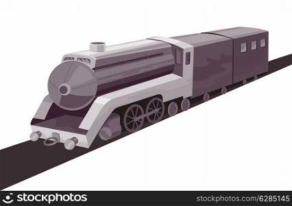 Illustration of a vintage train on isolated background done in retro style.. Vintage Train Retro