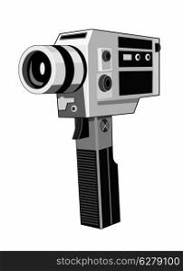 Illustration of a vintage video camera done in retro style.