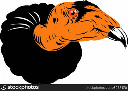 Illustration of a vulture buzzard head done in retro style on isolated white background.