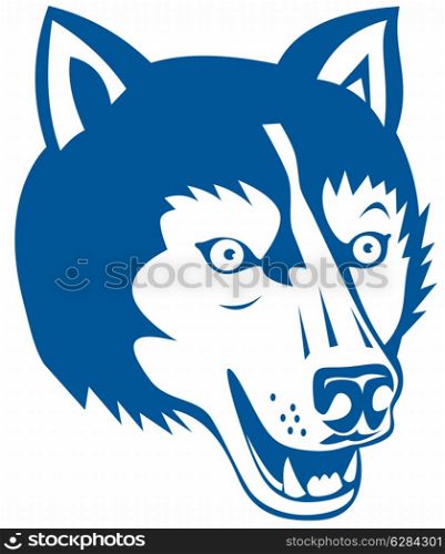 Illustration of a wild dog wolf head done in retro style on isolated background