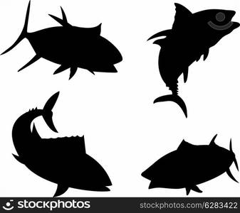 Illustration of a yellow fin tuna fish silhouette done in retro style.. Yellow Fin Tuna Fish Silhouette