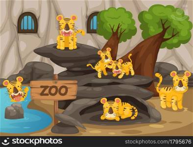 illustration of a zoo and tiger vector