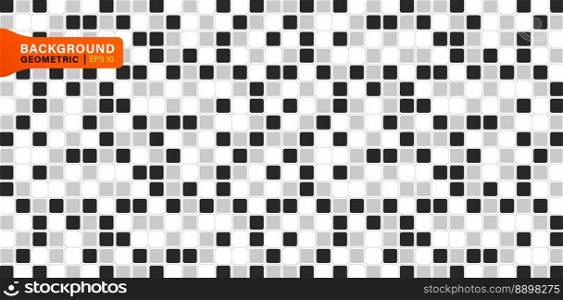 illustration of Abstract background with black and white squares or qr code on white background for Presentations and decks business or corporate, Advertising, ads, book covers, marketing materials