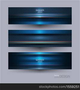 Illustration of abstract blue, red and black metallic with light ray and glossy line. Metal frame design for background. Vector design modern digital technology concept for wallpaper, banner template