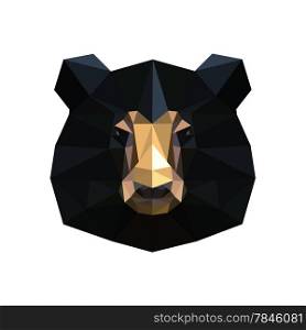 Illustration of abstract origami black bear portrait