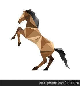 Illustration of abstract origami brown horse