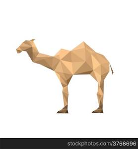 Illustration of abstract origami camel isolated on white background